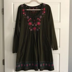 Johnny Was Cotton Embroidered Boho Dress L